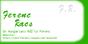 ferenc racs business card